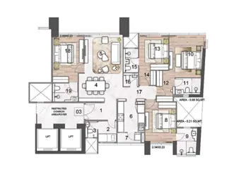 4 BHK Rustomjee Crown